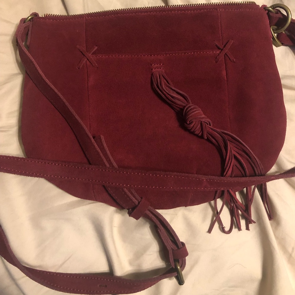 Lucky Brand Suede Burgundy Crossover Purse